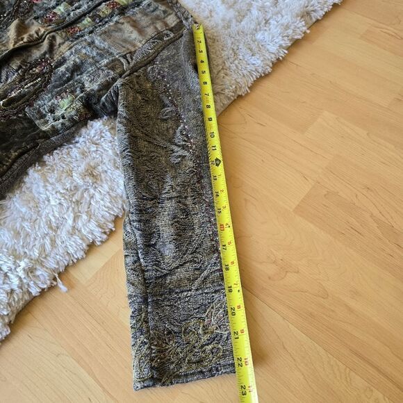 Urban Tribe Tapestry Jacket Women's Size Medium Boho Artsy Patch Jacquard Velour - Picture 9 of 11